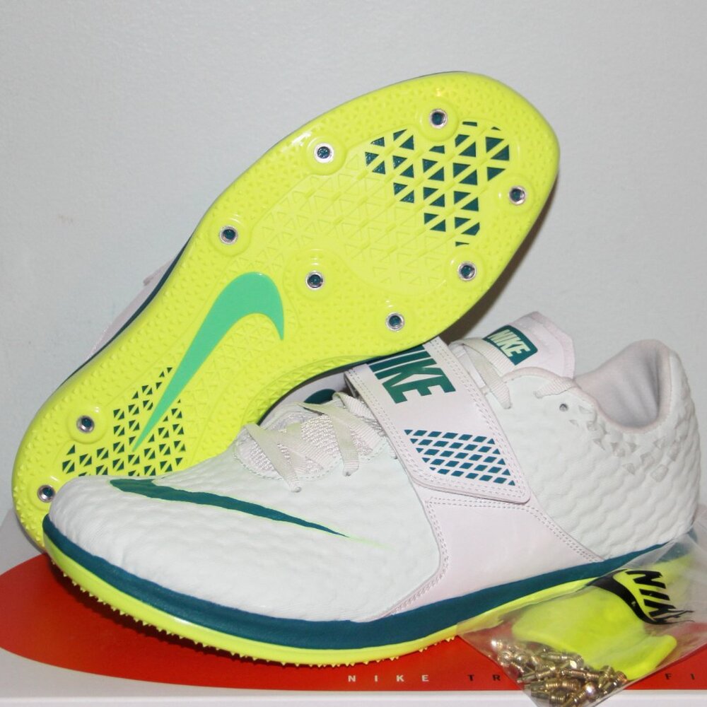 Nike High Jump Elite Track Spikes Mens 9 9.5 10 White Green Bright Spruce